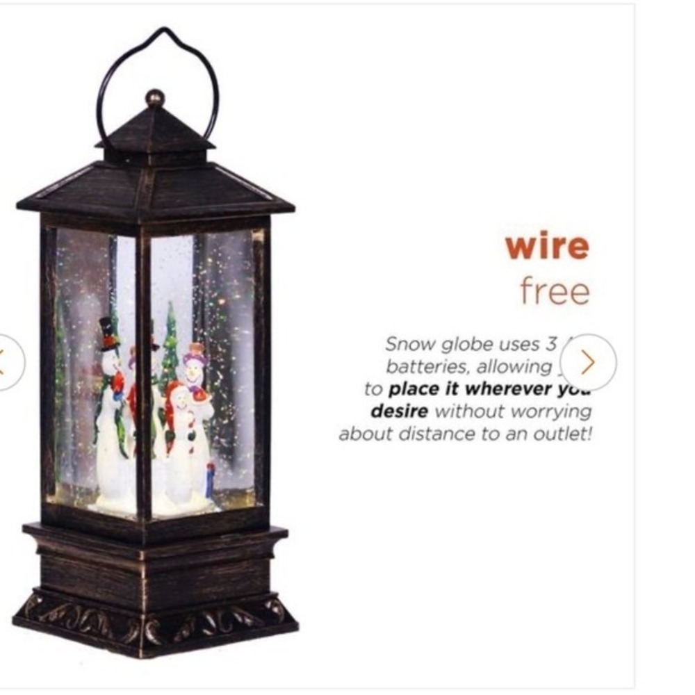 Holiday Joy Snowman Family Lighted Lantern Snow Globe Silver 11 Inch USB Battery